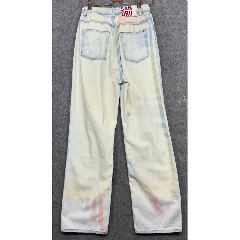 Sandro Jeans Womens French 38 US 6 26 Blue Rope Print Wide Leg Baggy Designer - Picture 2 of 12